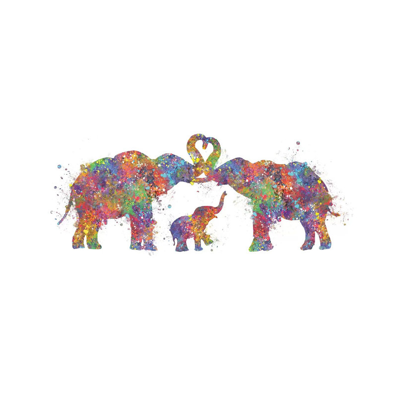" Elephant Family " by Genefy Art, 18" H x 26" W x 1.5" D, Wrapped Canvas