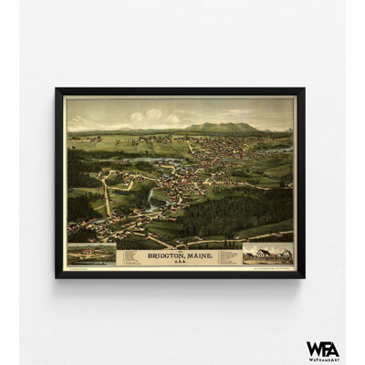 «Bridgton-Maine 1888», affiche historique de l'État du Maine, impression d'affiche de ville des États-Unis, histoire de l'Amérique du Nord, décoration murale, au-dessus d'une étagère