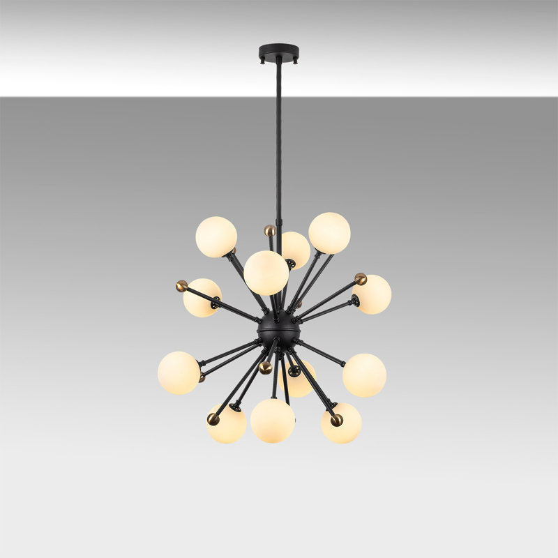 Lustre sphérique Spunik à 12 lumières Beiler, H 24 po x l 24 po x P 27 po, Noir