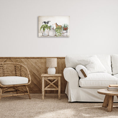 Tin Farm Animal Plants Canvas Wall Art by Kim Allen