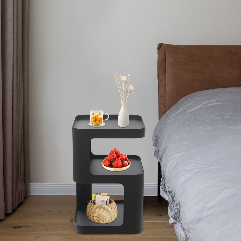 Modern Nightstand Side Table End Table, Black