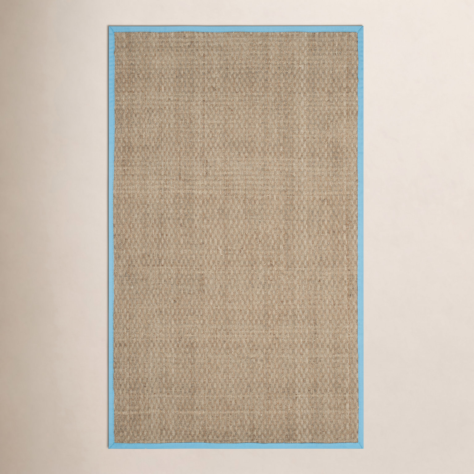 Natural Turquoise Bamboo Seagrass Rug, Rectangle 6' x 9'