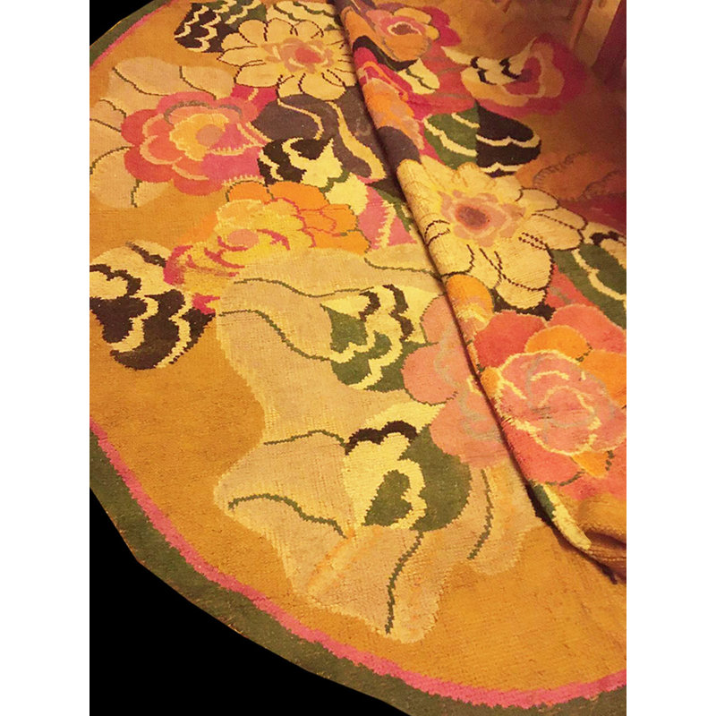 Antique Art Deco - European English Floral Knotted Rug