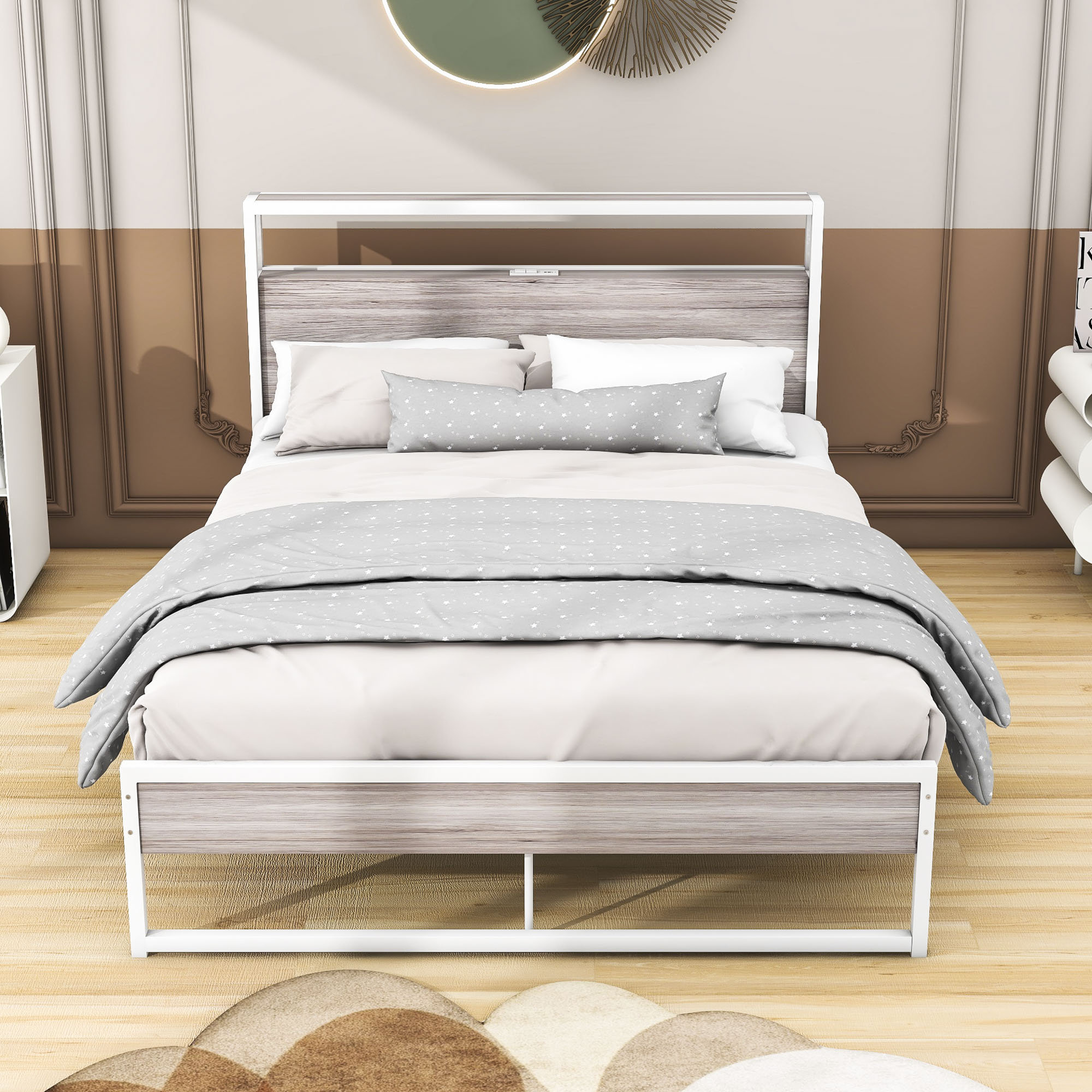 Raul Bed Frame with Drawers, Ergonomic Storage Headboard with Charging Station Trent Austin Design Size: Full