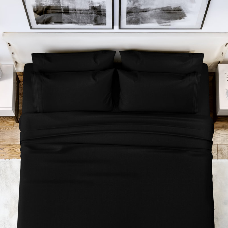 Fermeture de l'enveloppe de taies d'oreiller en microfibre brossée, Noir, Roi
