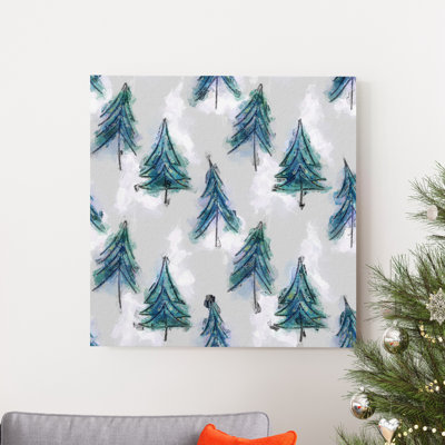 "Sapins de Noël", reproduction d’art textuel sur toile tendue
