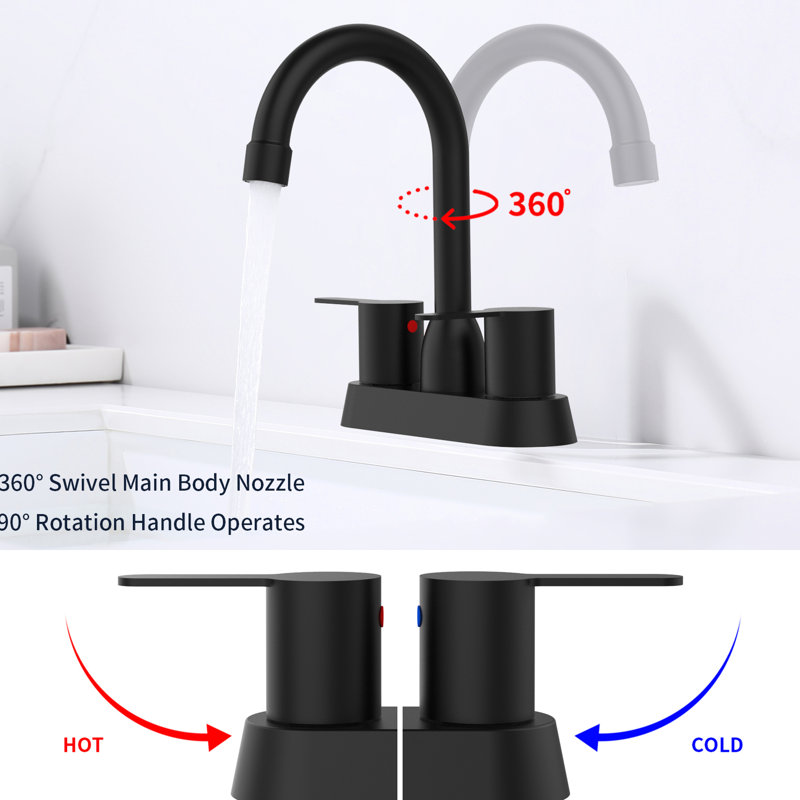 2 Handles Matte Black Faucet For Rv Bath - Solid Brass Modern Look Stainless Steel Deck Mount Effortless Install Information Bathroom With Robust Build Flow Control Uncomplicated Awareness