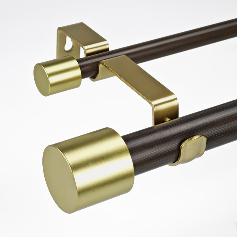 Ensemble de tringles à rideaux réglables à double fenêtre 1-1 / 8 de diamètre, 36" - 72", Noyer
