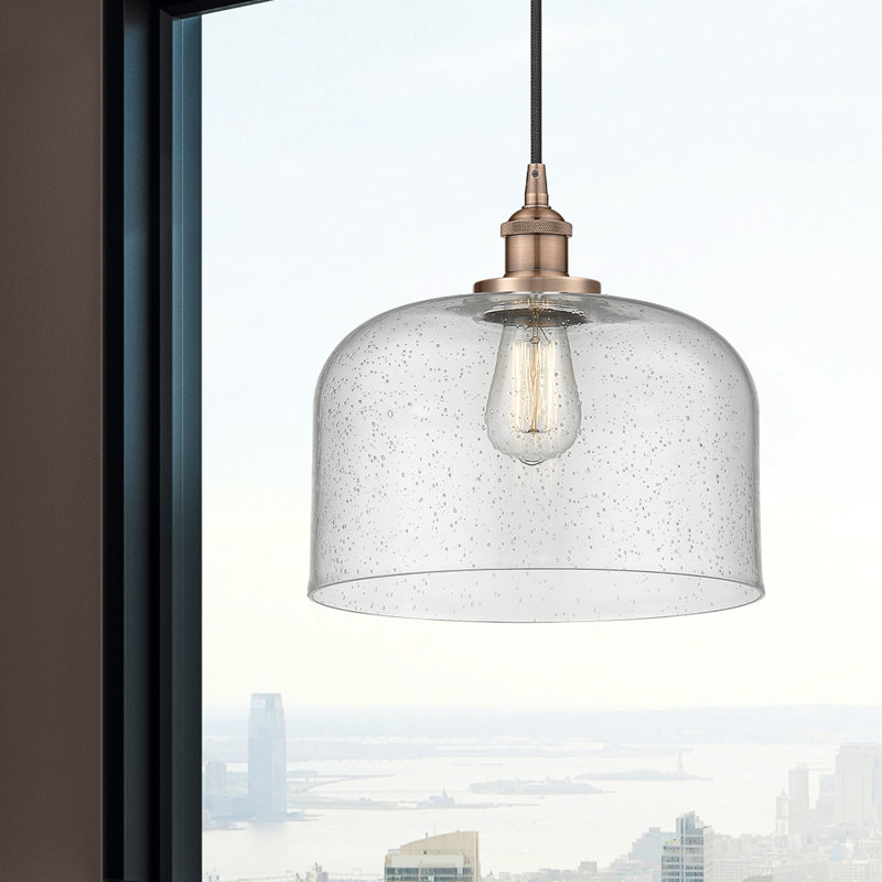 Luminaire suspendu en forme de cloche à 1 lumière Bucks, H 11,75 po x l 12 po x P 12 po, Cuivre
