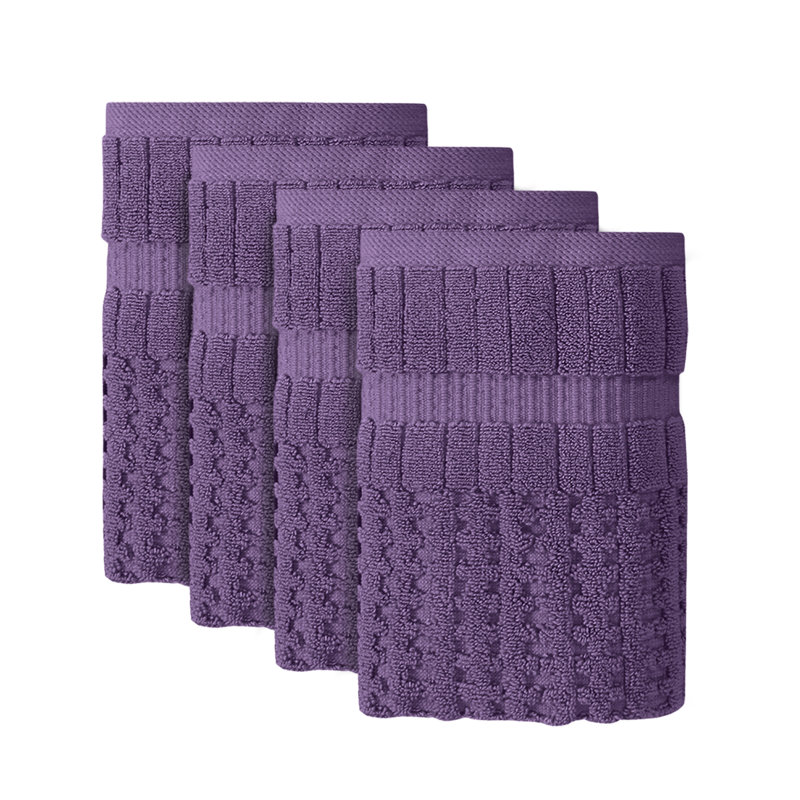 Ensemble de 4 serviettes Willow - 100% coton peigné, qualité supérieure 630 g / m², mauve, ultra-doux et très absorbant (4 serviettes à main)