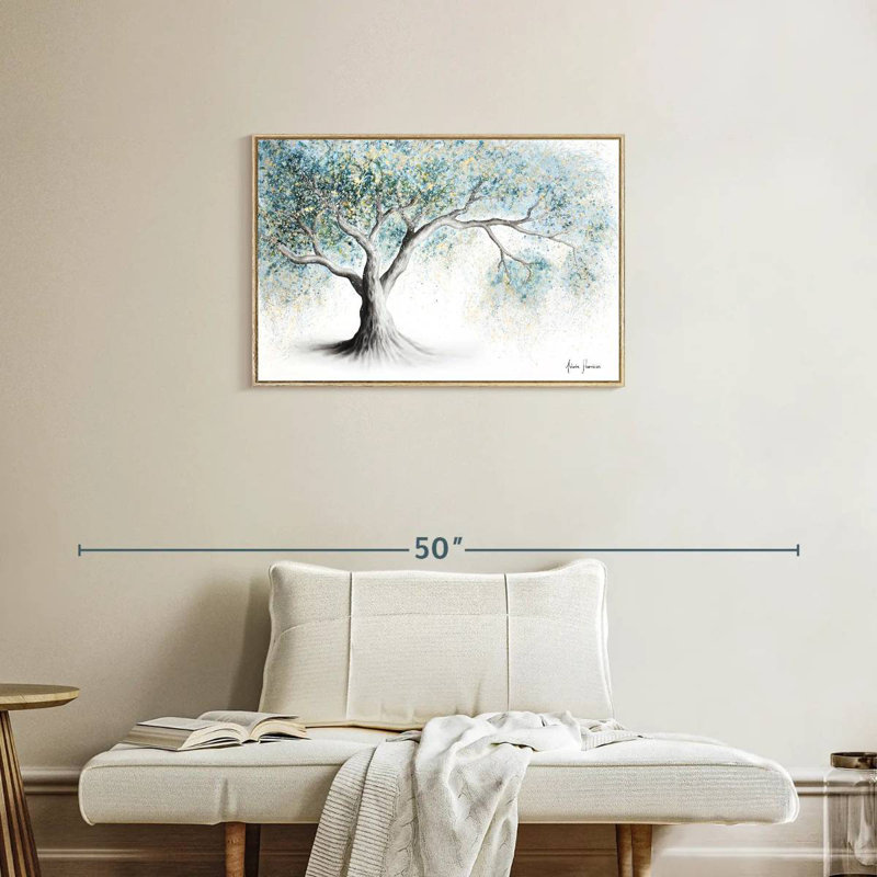 Arbre givré doux, Cadre flottant en bois naturel, 31 po x 21 po