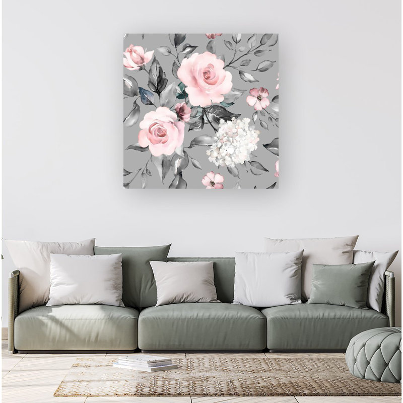 Dusty Pink Roses - Wrapped Canvas Print