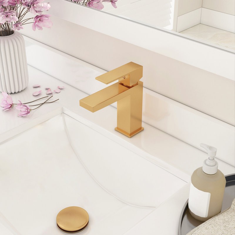 Faucetpopup301 Bathroom Faucet with Drain Assembly, Brushed Gold