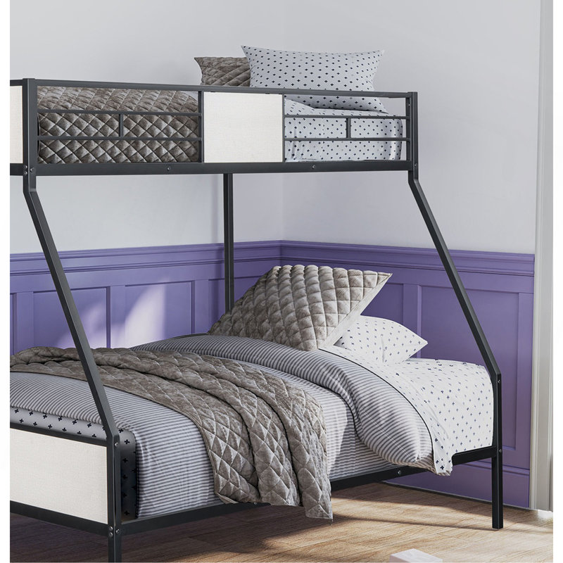 Structure en métal de style contemporain avec lit superposé simple au-dessus d'un lit superposé double, Jumeaux sur complet