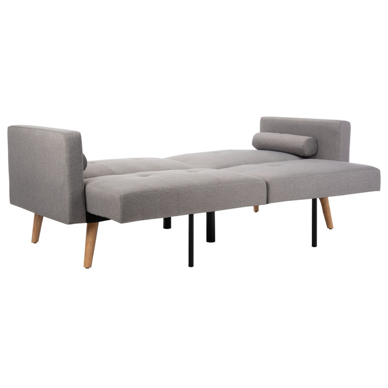Lit futon pliable avec coussin Konterra, Velours gris