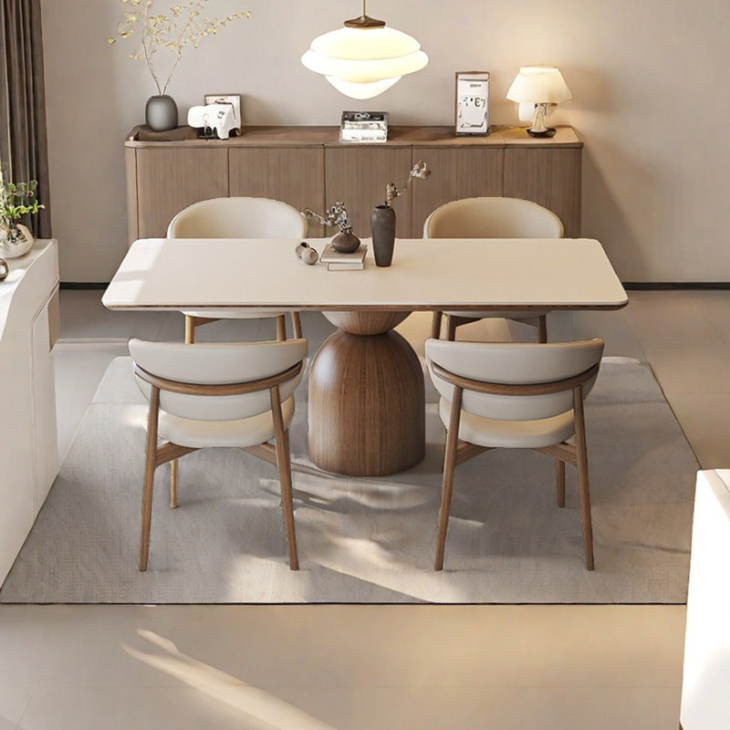Medieval Style Solid Wood Rock Slab Dining Table, 29.53"H x 55.11"L x 31.49"W