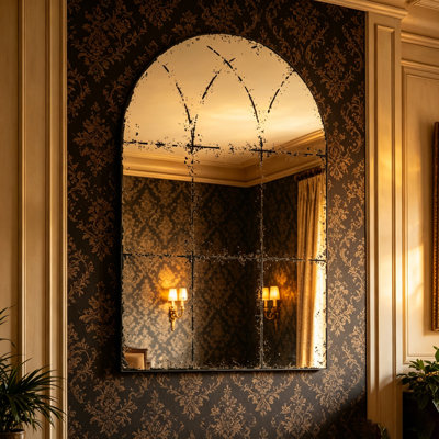 Miroir mural semi-circulaire polyvalent idéal pour les chambres à coucher, les salons, les salles à manger, les foyers, les foyers et plus encore
