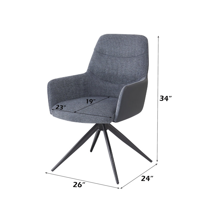 Chaise avec accoudoirs en tissu gris Hester (ensemble de 2)