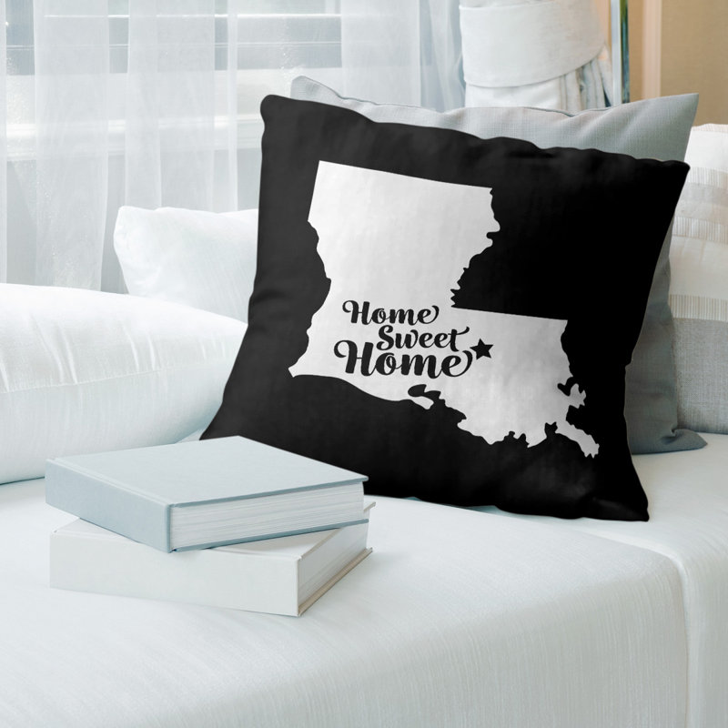 Outdoor Reversible Throw Pillow, 14" x 14", Black, Baton Rouge