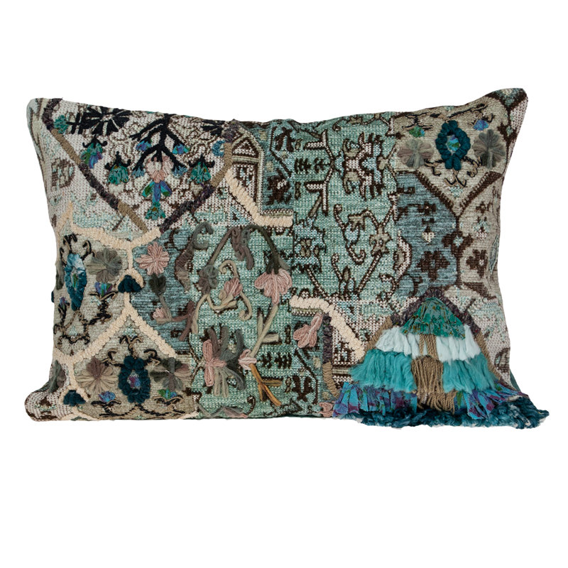 Parkland Collection Adya Multicolor Bohemian 14" x 20" Cotton Lumbar Decorative Throw Pillow