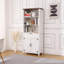 Grande armoire de rangement 72 po avec tiroir et portes de grange, armoire de rangement en bois à 6 niveaux avec tablettes réglables