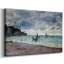 Bateaux de pêche près de la plage et des falaises de Pourville, 1882 - Toile tendue avec châssis-2049471585