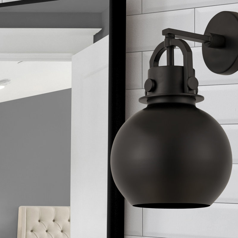 Aunson Steel Armed Sconce, Matte Black