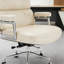 Fauteuil de direction en cuir véritable à dossier moyen avec structure en aluminium et fauteuil pivotant pour ordinateur-1328196406