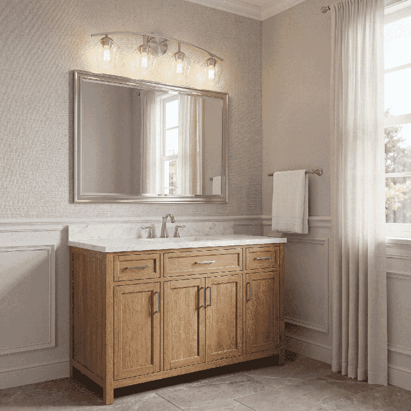 Éclairage pour meuble-lavabo à intensité variable 4 lumières Storrs en nickel brossé, Nickel brossé