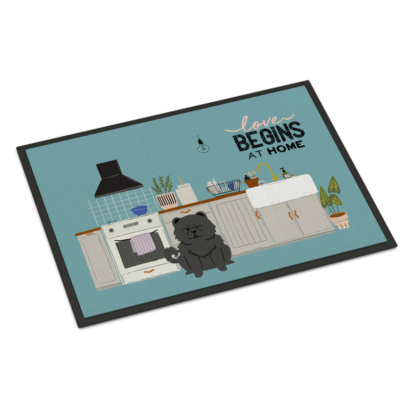 Tapis d'entrée antidérapant Guerriero, Chow-chow noir, L 18 po x L 27 po