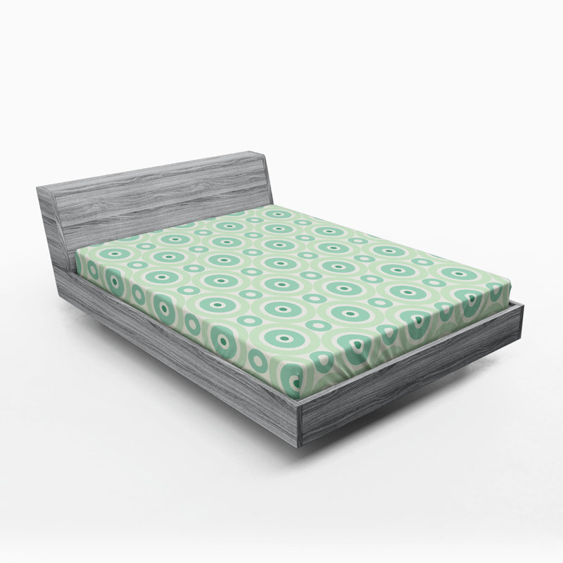 Microfiber Fitted Sheet, Queen Fitted Sheet, Mint Geometric 2