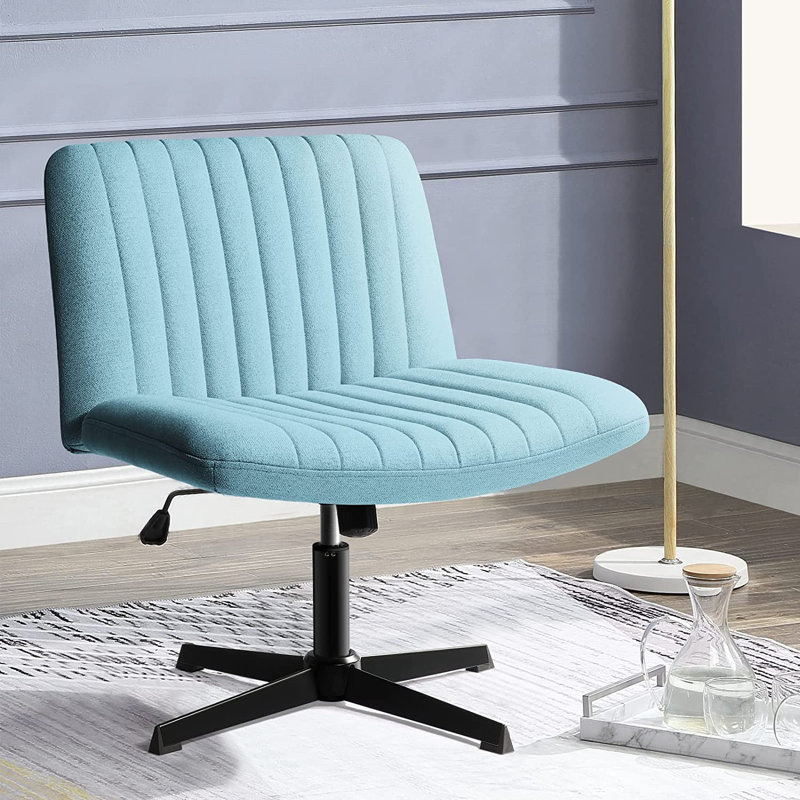 Fauteuil de bureau Criss Cross, chaise de bureau confortable à pieds croisés sans roulettes, siège moderne à hauteur ajustable et pivotant en tissu pour ordinateur personnel