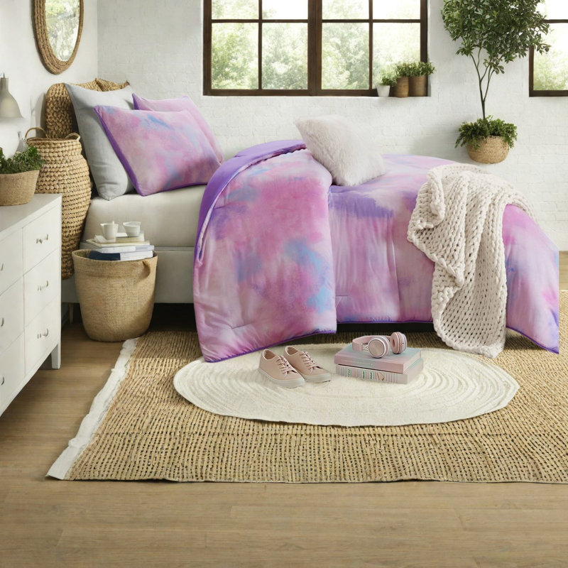 Ensembles de literie mauve moderne, teinture en polyester 4 pièces pour la chambre à coucher