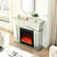 Acrylic Mirror Fireplace, Electric Heating With 3D Flames, Remote Control, Measures, Energy Saving, Black Portable For Office Artificial Crystals Fireplace Cabinet, 1500W Heating, Realistic Feature,