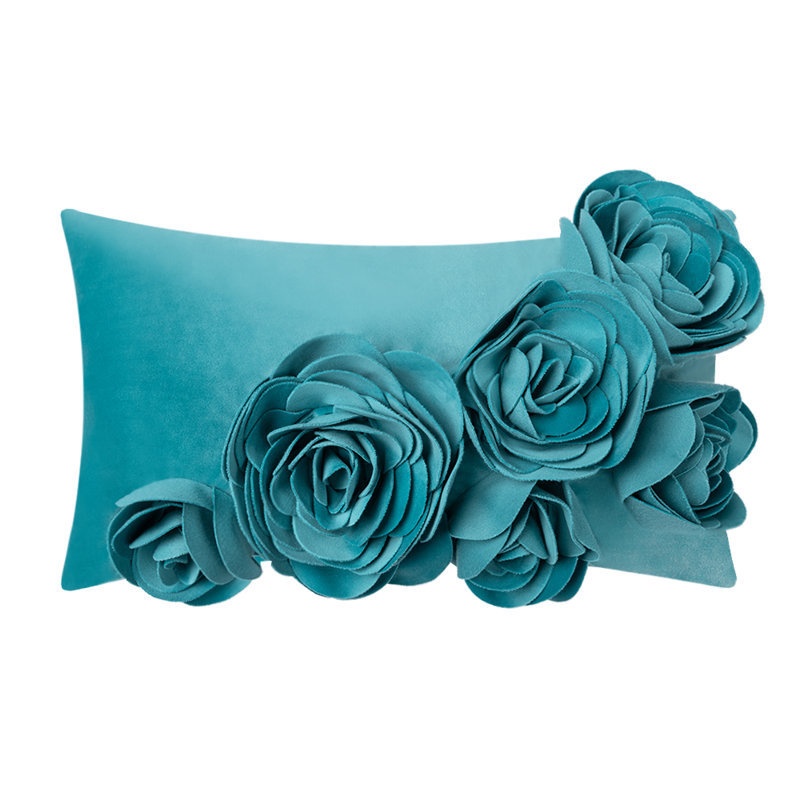 3D Floral Throw Pillow Cover Floral Decorative Accent Pillow Case, Rectangle 12"H x 20"W, Yellow-Bottom