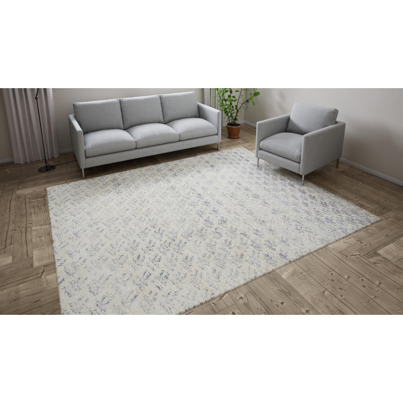 White Alchemy Modern Wool Silk Blend Rug - 8'1"x 10'