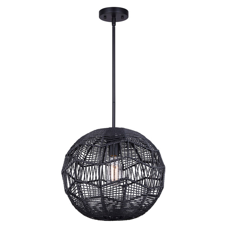 Luminaire suspendu sphère 1 lumière Isajah, Noir