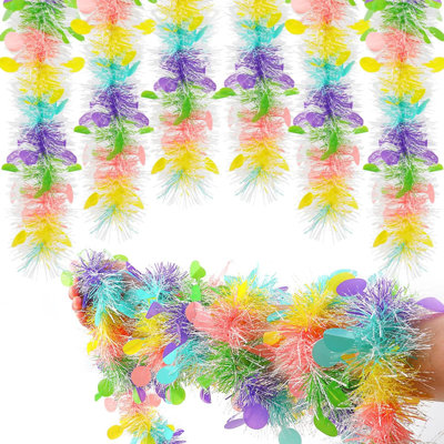 Guirlande de 33 pi avec guirlande de guirlande de Noël, guirlande de guirlande colorée avec confettis, décoration de guirlande suspendue au printemps