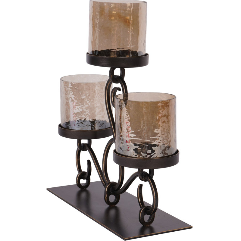 Iron Tabletop Hurricane, 3, 31.75 cm H x 29.25 cm W x 10.75 cm D