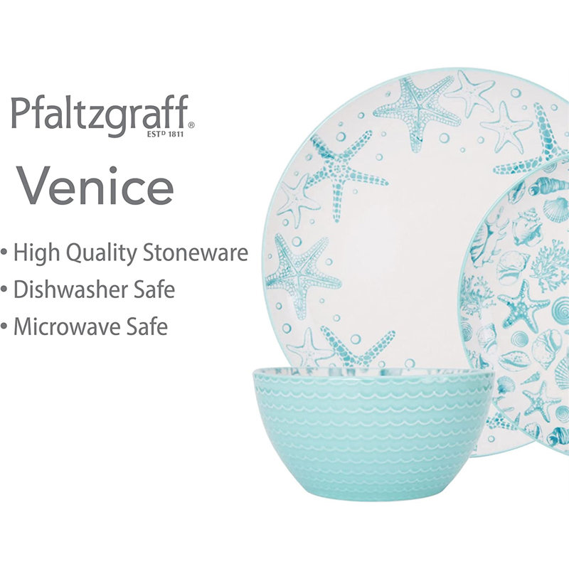 Pfaltzgraff Venice 16-Piece Stoneware Dinnerware Set, Service for 4