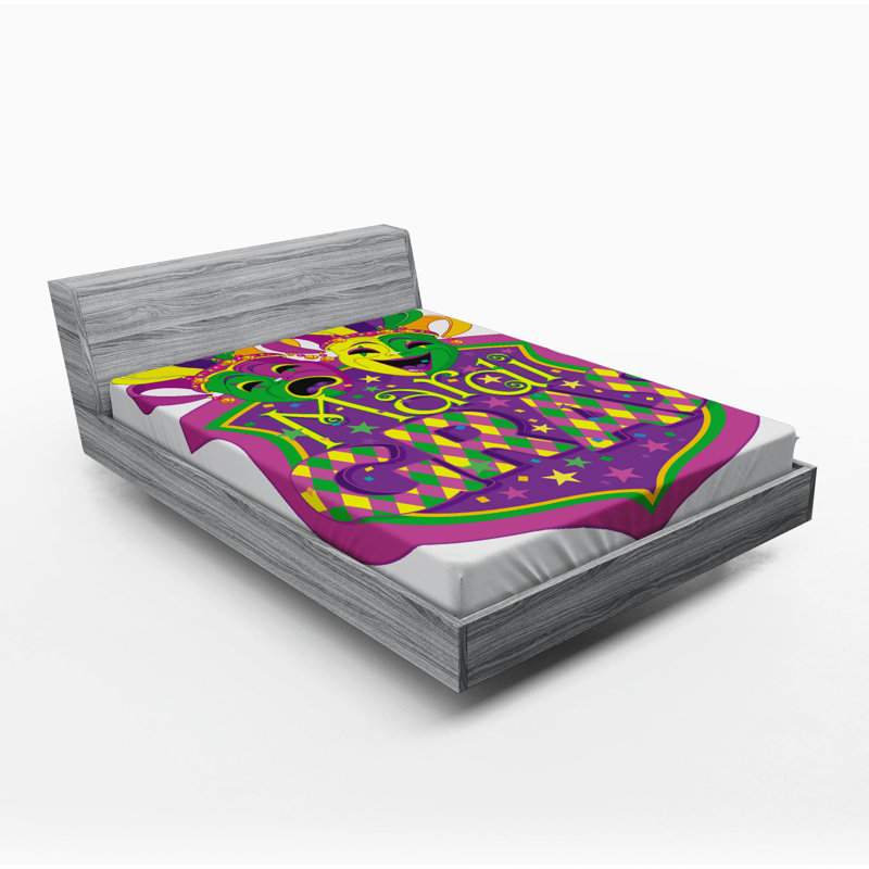 Microfiber Fitted Sheet, Full Fitted Sheet, Mardi Gras 2