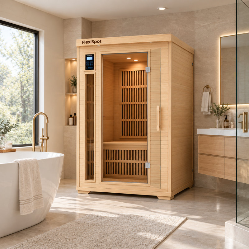 Sauna infrarouge FAR pour 2 personnes avec haut-parleurs Bluetooth, panneaux de carbone à chauffage rapide