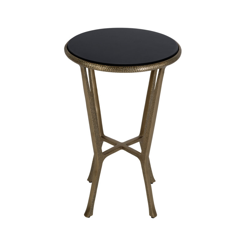 Ivy 15.5 in. W Round Metal & Granite Side Table