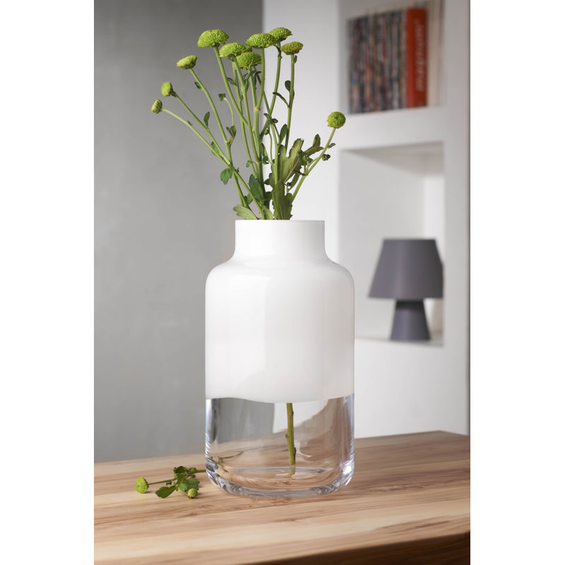 Vase de table en cristal sans plomb Magnolia, Blanc opale, H 7,8 po x l 9,36 po x P 9,36 po
