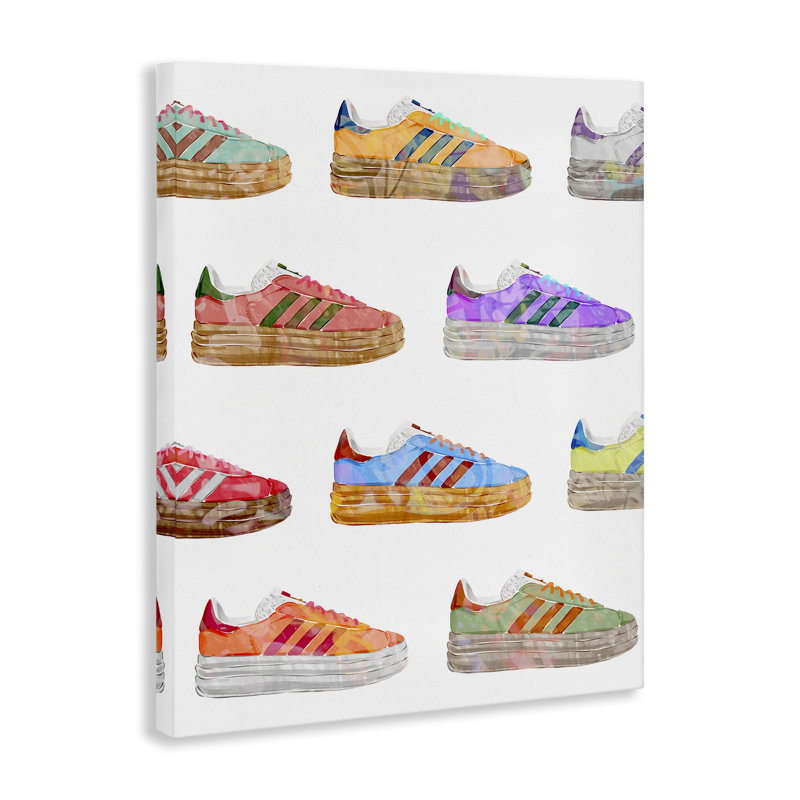 Art mural varié sur toile à espadrilles rayées par Ziwei Li, H 30 po x l 24 po