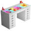 Makeup Vanity Desk HD Glass Top Built-in RGB Light Strips Large 13 Drawers Diamond Handles USB and Type-C-1116914311