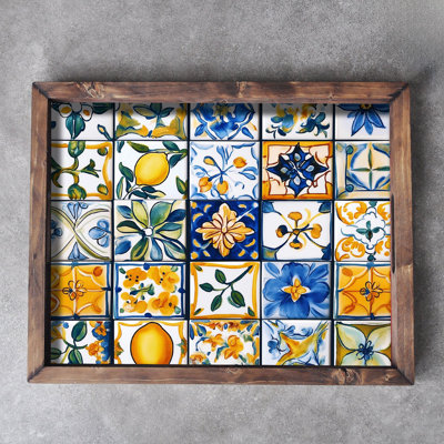 Elegant Solid Wood Tray, 18.9 x 15.0 x 1.6 inches | UV Printed on 0.2-inch Thick MDF | Perfect for Serving, Organizing, and Home Décor | Durable and Stylish Design for Any Occasion