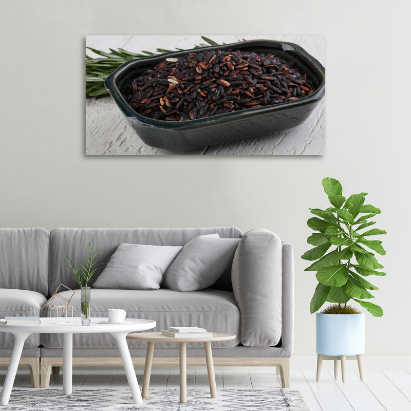 Wild Rice In A Bowl - No Frame Print on Canvas, 50cm H X 100cm W