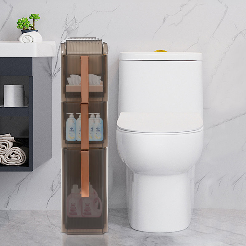 3-Tiers Free Standing Plastic Narrow Slim Storage Cabinet With Drawers