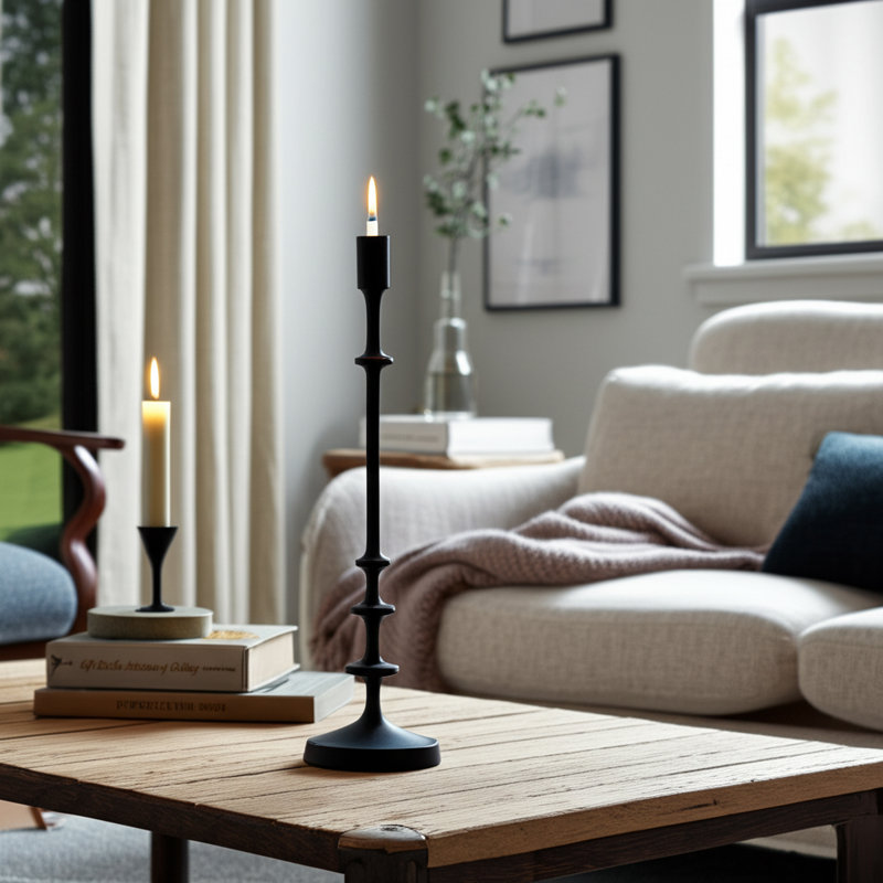 Porte-bougie moderne et décontracté moderne, H 20 po x l 5 po x P 5 po